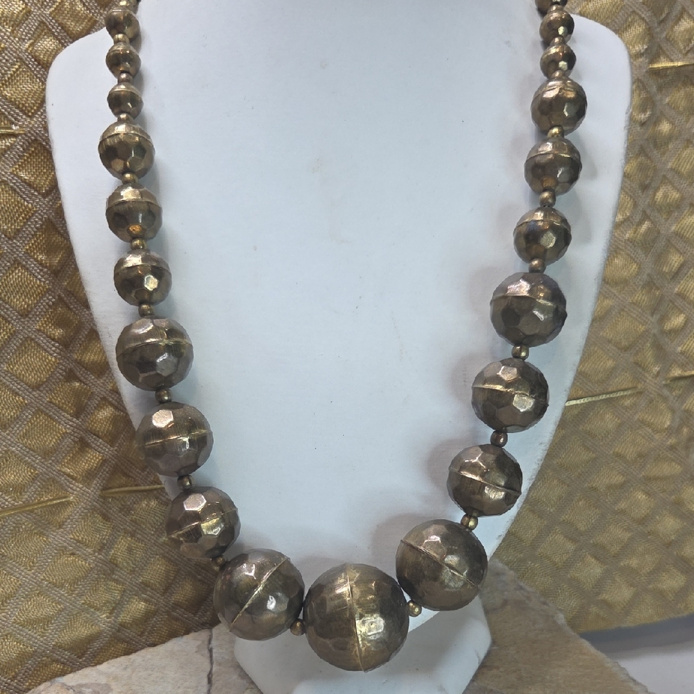 Vintage Brass Beaded Necklace